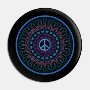 Peace Sign Blue Kaleidoscope Pin