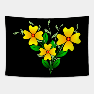 yellow flowers, floral, bloom, blooming, petals Tapestry