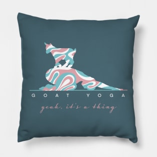 Goat Yoga Yeah It's a Thing Pose with Groovy Retro Pattern Pillow