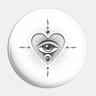 All Seeing Eye with mystic symbols Pin