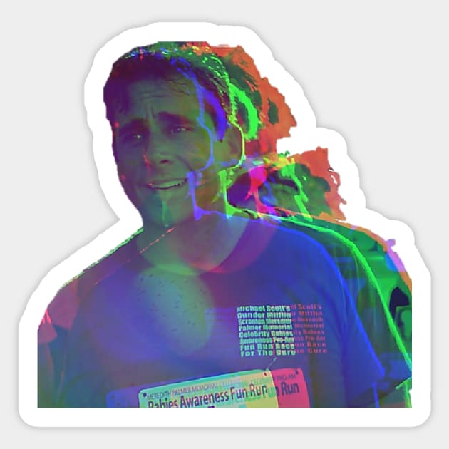 Michael Scott Fun Run Triple Vision - The Office - Sticker | TeePublic