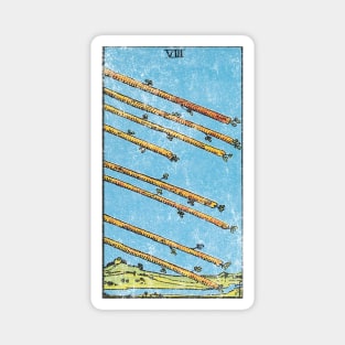 Eight of wands tarot card (distressed) Magnet