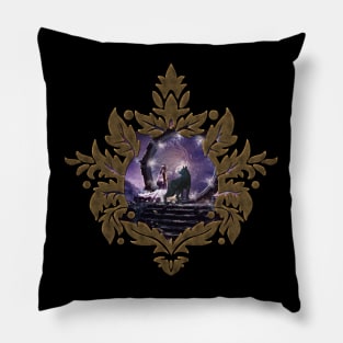 A fairy and a dark wolf Pillow