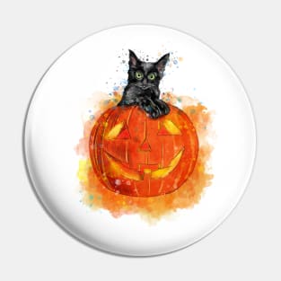 Black Cat Jack O Lantern Pin