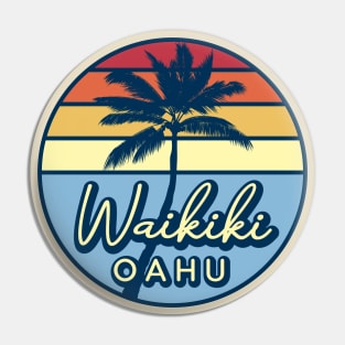 Waikiki Oahu Hawaii Retro Sunset Pin