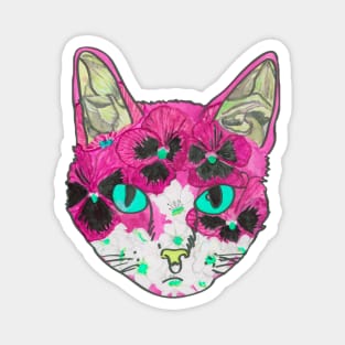 Pink floral kitty Magnet