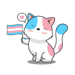 Cute Cat With Transgender Pride Flag T-Shirt