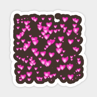 Tiny Pink Passion Hearts on Black Magnet