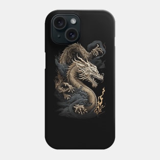 Beige Asian Chinese Japanese Dragon retro 90s Style Phone Case