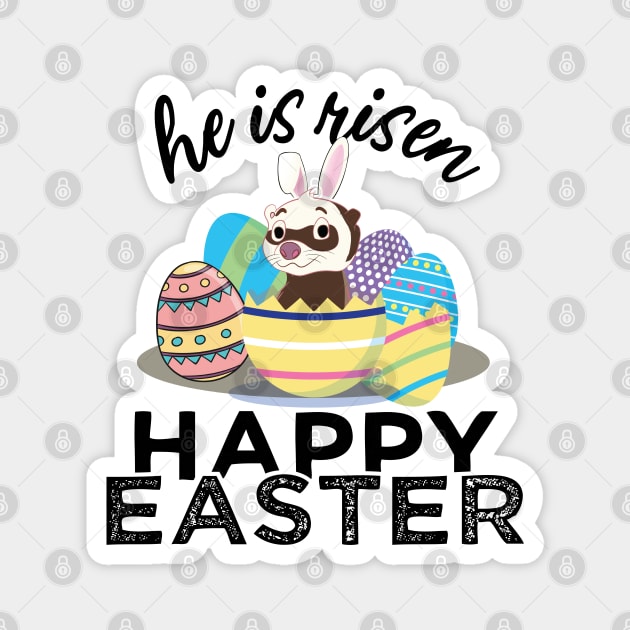 Cute Ferret Bunny Ears Easter Egg Hunt Risen Magnet by alltheprints