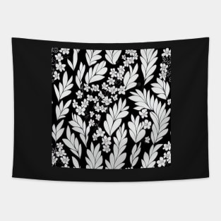 Vintage Floral Cottagecore  Romantic Flower Peony Rose Design Black and White Tapestry