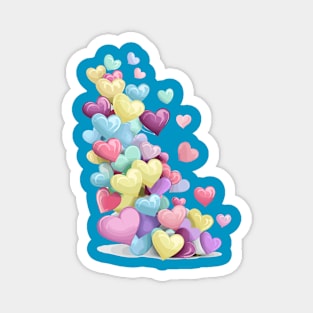 Valentines Day Colorful Pastel Hearts Happy Valentines Day Magnet