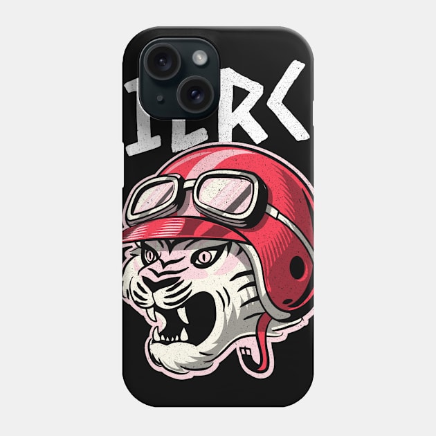 Fierce Pink Tiger Motorcycle Helmet Ready To Roll Fiercely Independent . Phone Case by Dad and Co