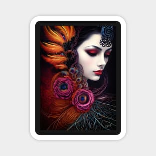 Exotic beauty in feather and flowers Magnet