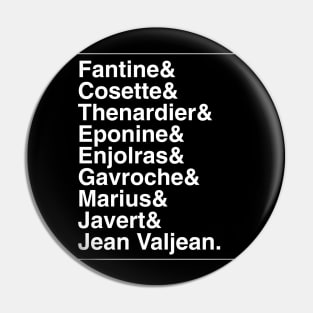 Les Miserables Characters Pin