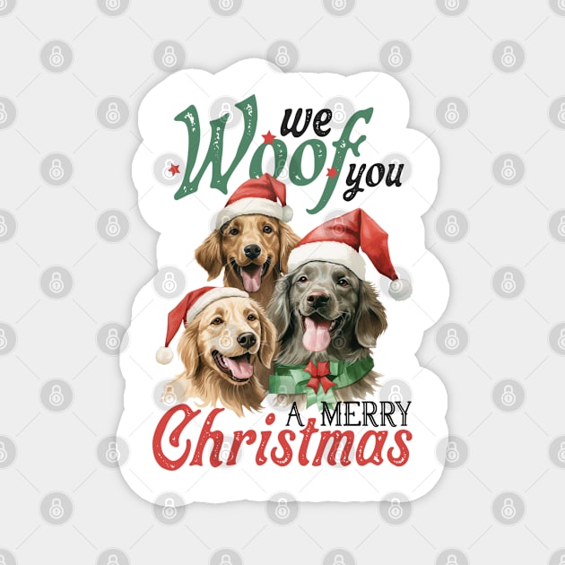 We Woof You A Merry Christmas Dogs Magnet by MZeeDesigns