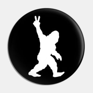 Bigfoot Sasquatch Peace Sign Silhouette Cartoon Pin