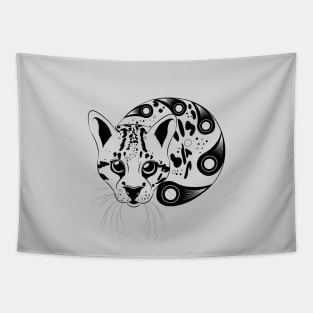 Ocelot Black Outline Tapestry