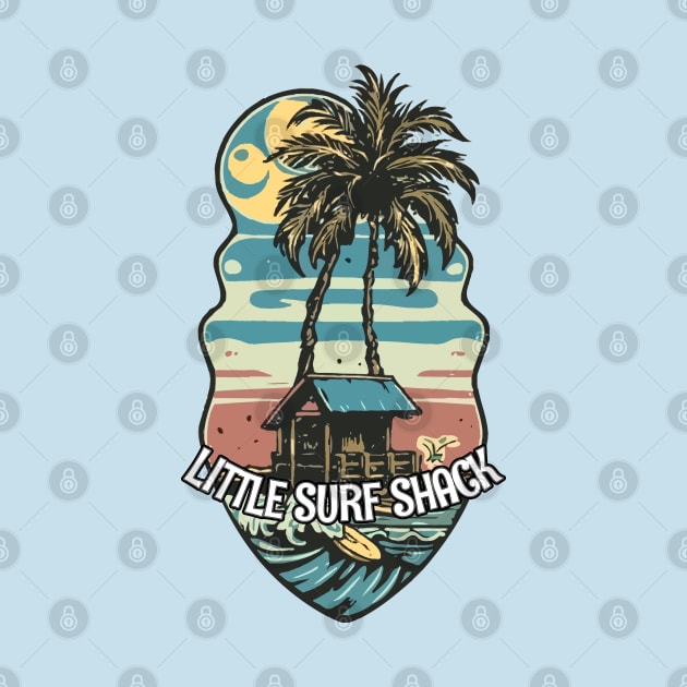Surf Shack Vintage Retro Surfing Beach by Tezatoons