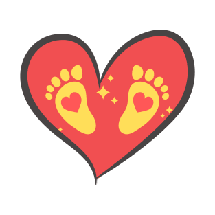 Baby Footprint In Heart, Baby Feet T-Shirt