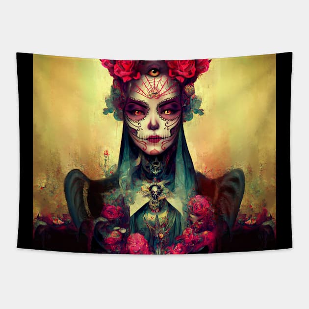 sugar skull Tapestry by Lyxy