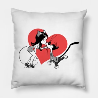 Cats in Love Retro 30s Cartoon Rubber Hose Style Pillow