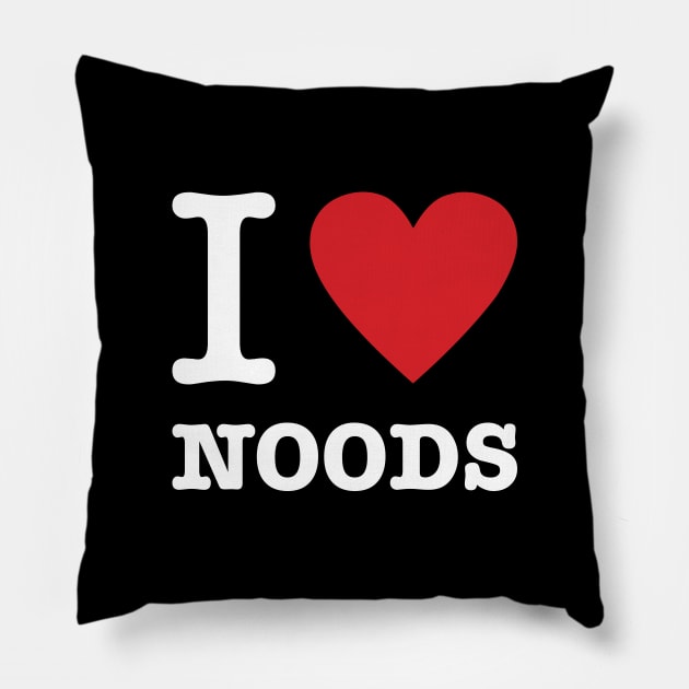 I Love Noods Pillow by WMKDesign