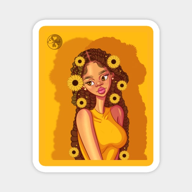 Yellow lady Magnet by Esjuh