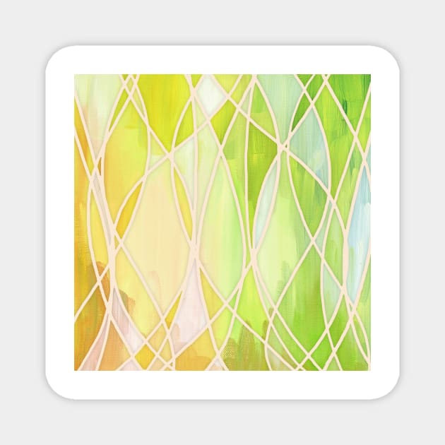 Lemon & Lime Love - abstract painting in yellow & green Magnet by micklyn