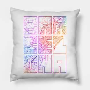 Barcelona, Spain City Map Typography - Colorful Pillow