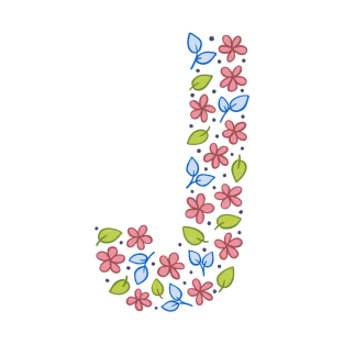 Floral Monogram Letter J - pink and blue T-Shirt