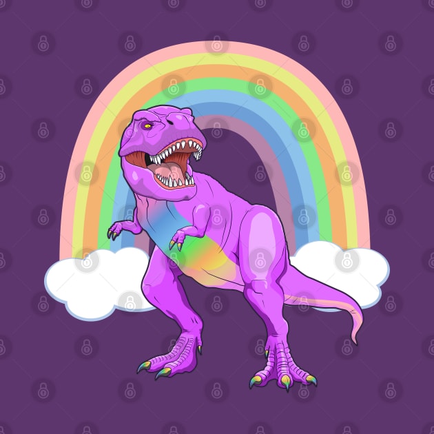 Pride T Rex Dinosaur LGBTQ Ally Rainbow by RongWay