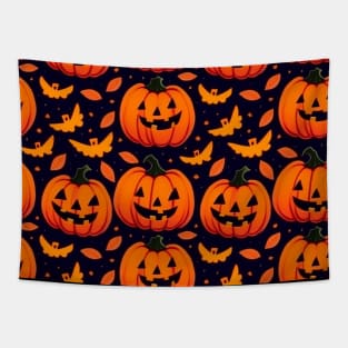 Halloween Pumpkins At Night Tapestry