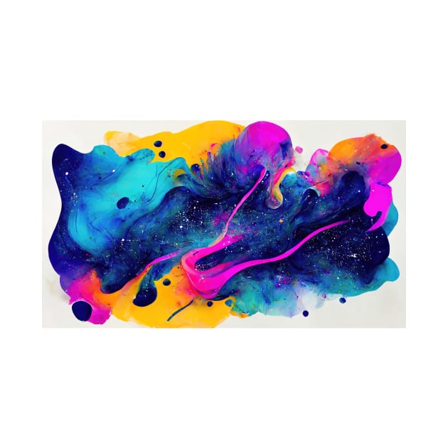 Modern Contemporary Abstract Watercolor Colorful Multicolored Cosmic Splash Galaxy by AlexandrAIart