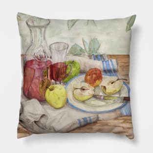 Still life of fruit and wine - Painting Pillow