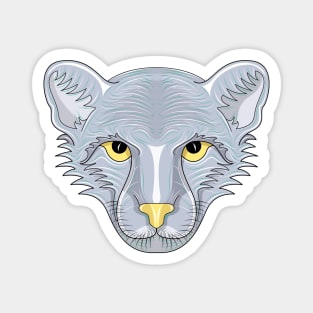 silver cheetah cartoon face Magnet