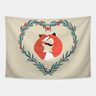 Fox Couple Love Tapestry