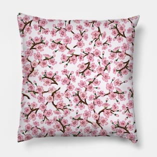 Light Hand-Painted Cherry Blossoms Pillow