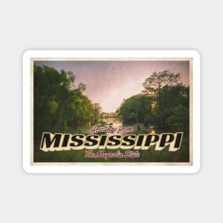 Greetings from Mississippi - Vintage Travel Postcard Design Magnet