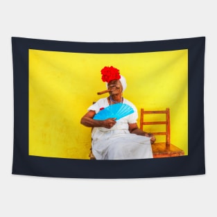 Cuban Woman In Havana With Cigar Tapestry