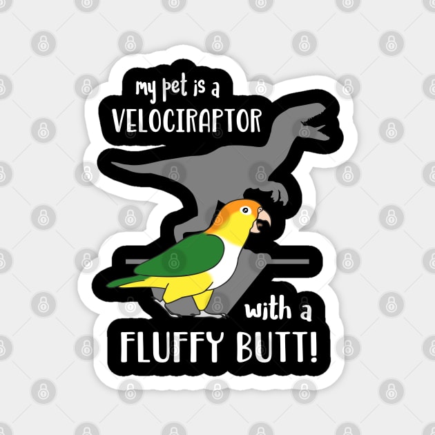 velociraptor with fluffy butt - White bellied Caique Magnet by FandomizedRose