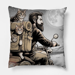 Cat Dad and Biker Pillow