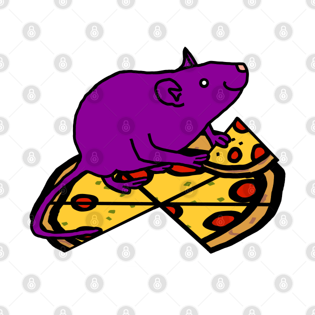Hungry Purple Rat with Pizza by ellenhenryart