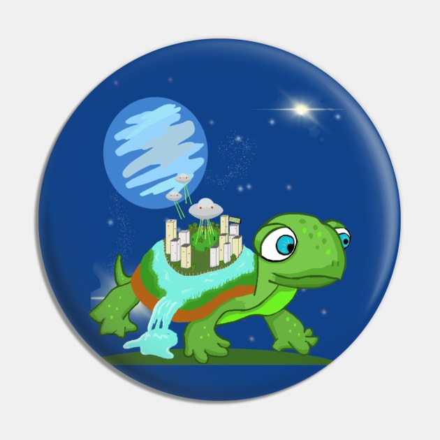 World on a turtle on a world, with aliens Pin by Keatos