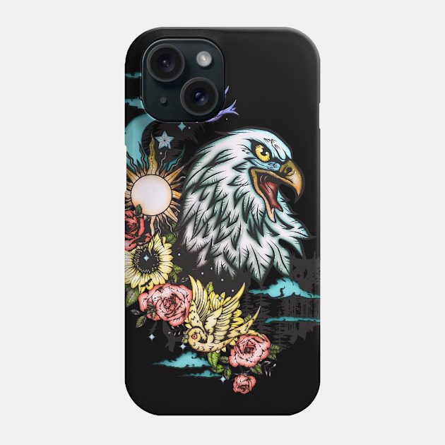 Wonderful eagle with flowers Phone Case by Nicky2342