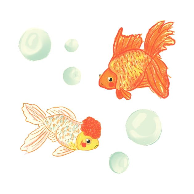 Goldfish with Bubbles by waddleworks