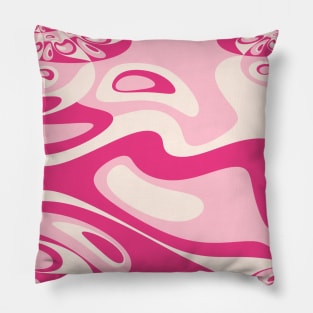 Go With the Flow - 60's Groovy Shapes in Raspberry, Pink and Cream Pillow