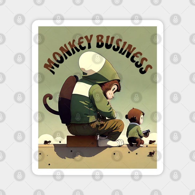 Monkey Business Magnet by Tezatoons