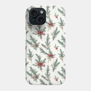 Watercolor pattern with leaves and berries and seeds. Cute background. Phone Case
