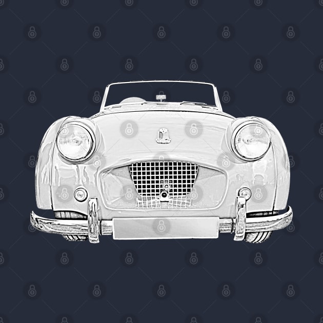 Triumph TR2 1950s British classic car monochrome by soitwouldseem